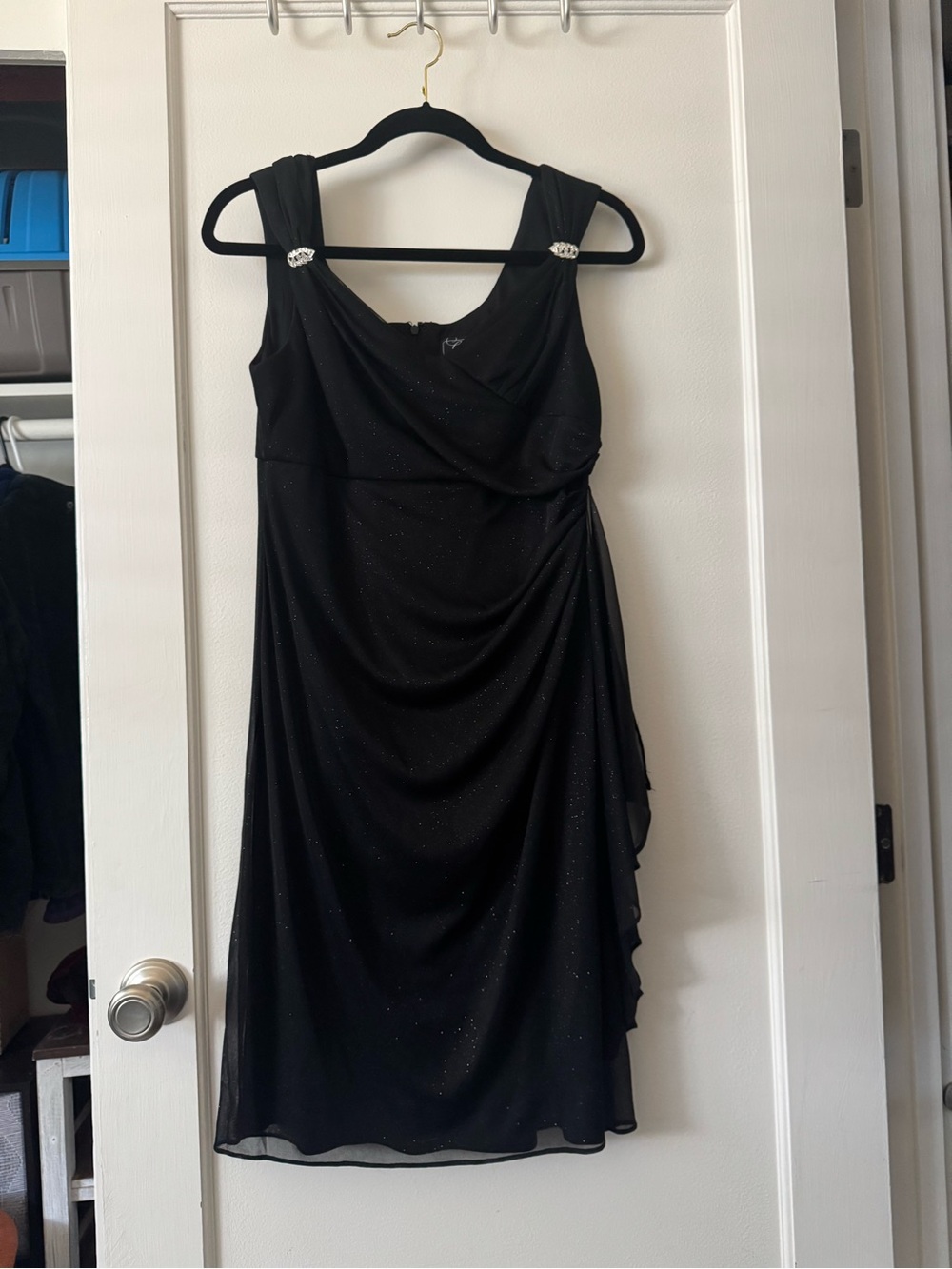 Dress Barn Black Sleeveless Shimmer Accent Midi Dress